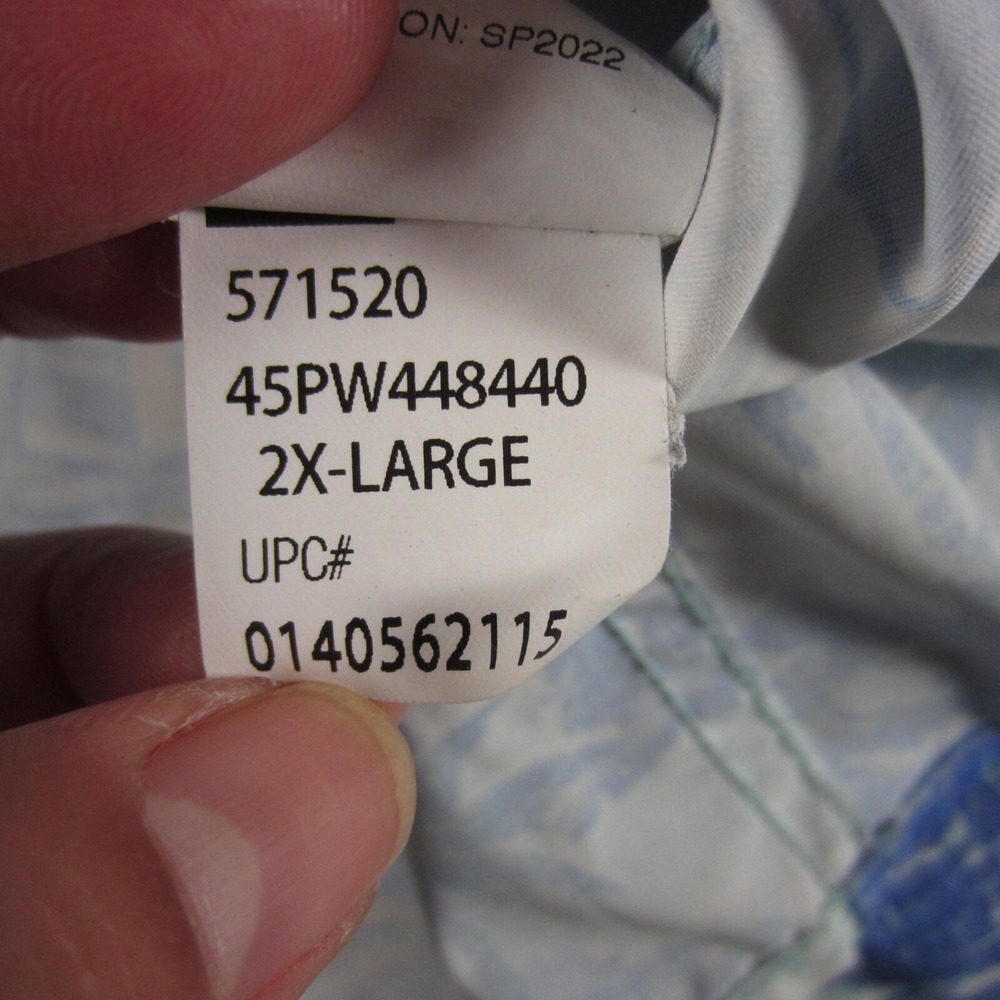 Izod Saltwater Performance Shirt XXL Blue Hawaiian Stretch Button Up Tropical - Picture 10 of 11